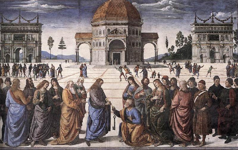 PERUGINO, Pietro Christ Handing the Keys to St. Peter af Sweden oil painting art